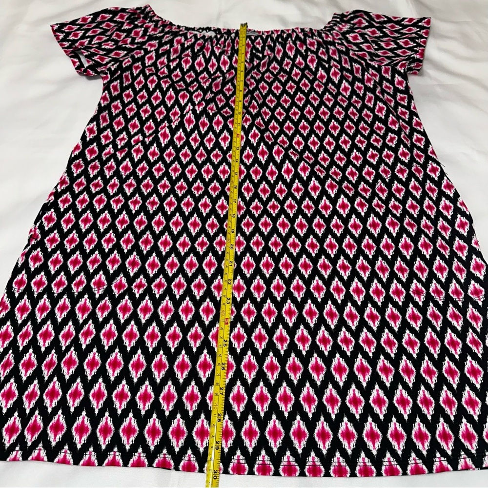 Tommy Bahama off the shoulder‎ dress medium black and hot pink with pockets - Picture 6 of 7